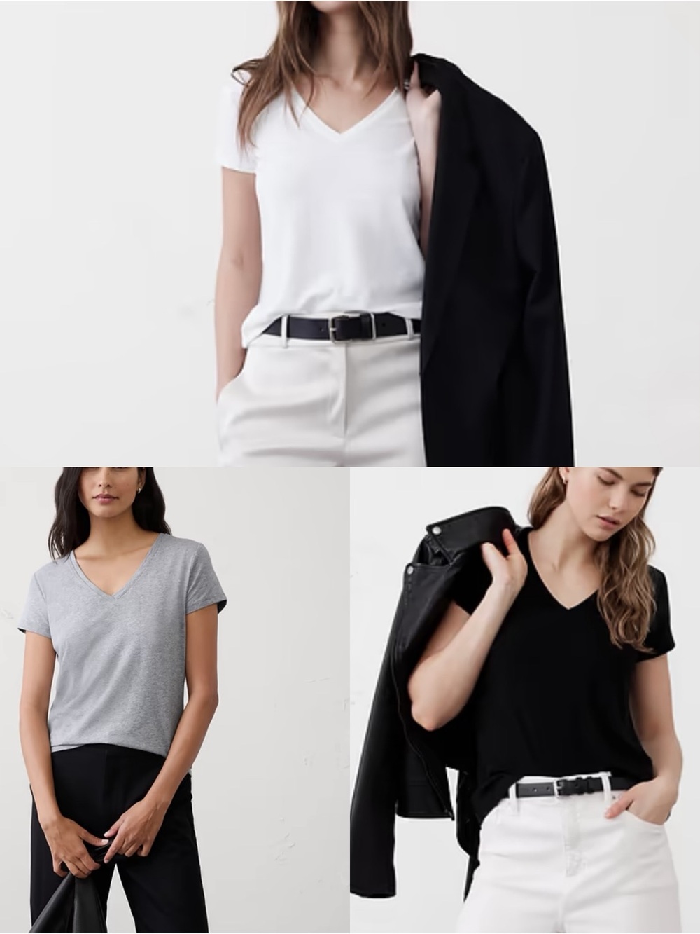 Banana Republic Factory 3 V-neck T-shirt White, Gray, Black Size XS